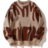 Pull jacquard col rond pour homme, version coréenne tendance, motif noir et blanc, grande taille, tricoté, collection automne-hiver, fabrication OEM