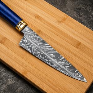 Custom Damascus Steel Chef Knife with Resin Wood Handle Leather Sheath Professional Kitchen Cooking Knife OEM ODM Manufacturer - Product Image 3