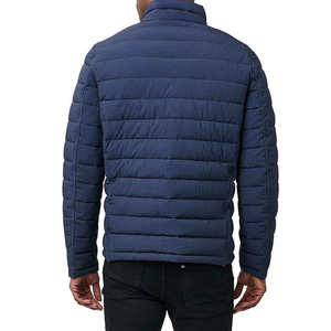 2024 New Arrival Men's <b>Slim</b> Fit Lightweight Puffer Jacket Quilted Windproof Warm Winter <b>Coat</b> <b>Stand</b> Collar Blue Outerwear - Product Image 3
