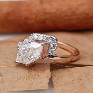 Lab Grown 2.51CT Dutch Marquise Hexagon Cut Diamond Surprise Curve Band <b>Ring</b> For Womens 14K Solid Gold Modern Engagement Gift - Product Image 4