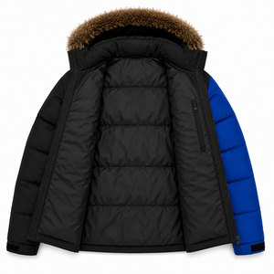 Parka d'hiver pour hommes en gros, veste matelassée Ripstop avec broderie personnalisée, capuche en fausse fourrure amovible et poches zippées - Product Image 5