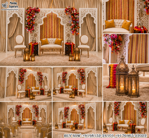 Luxury White Laser Cut <b>Backdrop</b> Panels for Wedding Stage Buy Elegant Indo-Arabic Nikkah Stage Laser Cut <b>Backdrop</b> - Product Image 6