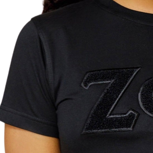 T-shirt en chenille noir Zeta Phi Beta pour femme, lettres grecques brodées, chemise de sororité, élégant, décontracté, haut de gamme, doux - Product Image 5