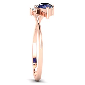 Bagues solitaires REYES en or rose 14 carats avec saphir bleu taille poire 0,75 carat et moissanite pour femme – Prix de gros - Product Image 3