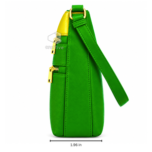 Sac bandoulière en cuir PU vert Chi Eta Phi Sorority avec deux poches zippées, sangle réglable et emblème lettres grecques - Product Image 2
