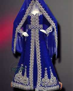 Moroccan Islamic Handmade Lightweight Velvet <b>Kaftan</b> 2-Piece Set Crystal Hijab Plus Size Floor Length Long Sleeves Flared Hem - Product Image 6
