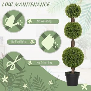 2 Pezzi Sfere di Bosso Topiario da 115 cm, 3 Sfere, Piante Finte in Vaso per Interni ed Esterni, Decorazione Verde per Soggiorno - Product Image 6