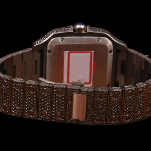 Montre homme de style hip-hop entièrement sertie de moissanite et de diamants noirs, chiffres romains, boîtier carré, montre haut de gamme. - Product Image 4