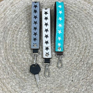 March Expo Design Hand Tooled Cowhide Leather Lanyard Stylish Wrist Keychain with Star Pattern Perfect for Daily Use - Product Image 5