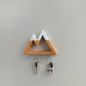 Wooden Mountain Design Key Holder <b>Wall</b> Hanging <b>Hook</b> <b>Rack</b> Perfect For Entryway Key Storage And Nature Theme Decor From India - Product Image 3