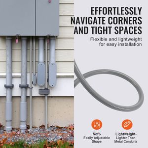 Tubo Flessibile Elettrico in PVC da 1/2 Pollice, 30 Metri, Non Metallico, 5 Sezioni Diritte e 5 Angolari a 90 Gradi, Diametro Esterno 3/4 Pollici - Product Image 2