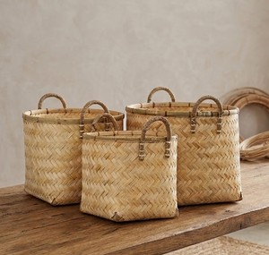 Cesta de almacenamiento ecológica Cesta de bambú tejida a mano Decoración de la vida del hogar Estilo vintage HECHO DE Vietnam - Product Image 1