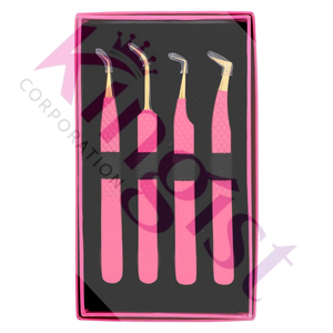 Super Product Top Quality Eyelash Extension Tweezer <b>Set</b> Purple powder Coated And Silver Tip And Card <b>Box</b> Packing <b>Set</b> - Product Image 4