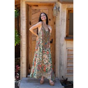 Womens <b>Boho</b> Floral Maxi <b>Dress</b> Sleeveless Spaghetti Strap V Neck Loose Fit Beach <b>Summer</b> <b>Dress</b> Ethnic Print Vacation Wear - Product Image 2
