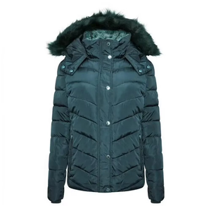 Women <b>Quilted</b> Parka Jacket With Fur Trim Hood Full Sleeve Winter Coat Solid Color Thick Polyester <b>Wadding</b> Warm Outwear - Product Image 4