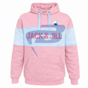 เสื้อฮู้ดแจ็คแอนด์จิลออฟอเมริกา ซอร์โรริตี้ พาแนล ฮู้ดดี้ สีชมพูและฟ้าอ่อน สำหรับฤดูหนาว ดีไซน์ปักลายแบบครอปปิ้ง พร้อมขอบปักลาย สำหรับชุดนักศึกษา - Product Image 1