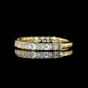 Bague d'éternité vintage en diamant taille Asscher cultivé en laboratoire, pour fiançailles et anniversaire, en or 10K 14K 18K ou en argent 925 935 - Product Image 2