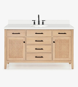 Meuble-lavabo de salle de bain Chloe 61 pouces, simple vasque, en chêne blanc, vente en gros, usine du Vietnam - Product Image 1