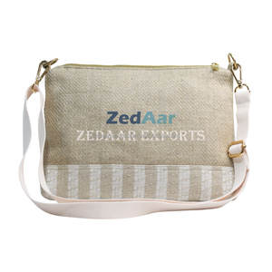 Sac à bandoulière en lin à sangle réglable avec chaînes à la mode Logo de taille personnalisée OEM/ODM disponible pour les sorties de voyage et les voyages - Product Image 3