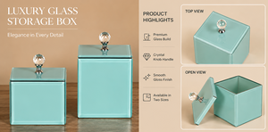 Luxury Bluish Color Mirror <b>Glass</b> Decorative Storage Box Dragonfly <b>Knob</b> Premium Jewelry Vanity Organizer Boxes Home Decor Lacquer - Product Image 2