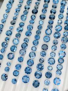 พลอยโทแพซลอนดอนบลูทรงกลมเจียระไนแบบเหลี่ยม ขนาด 5 มม. ถึง 10 มม. สำหรับทำเครื่องประดับ - Product Image 6