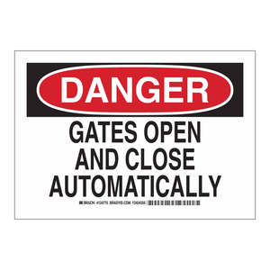 Panneau d'avertissement de portail automatique Brady DANGER 7x10 pouces, imprimé UV sur panneau PC pour entrées industrielles - Product Image 2