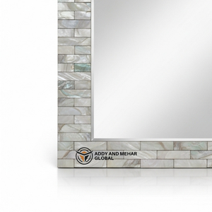 Espejo de Pared Redondo de Lujo con Incrustaciones de Madreperla, Hecho a Mano, con Marco Gris, Diseño Art Deco, Decoración Ecológica para Bodas - Product Image 5