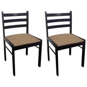 Juego de 2 sillas de comedor de madera de caucho marrón, diseño estándar y resistente - Product Image 2