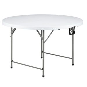 <b>White</b> 48-Inch <b>Round</b> Outdoor Folding Utility <b>Table</b> Durable 48inch <b>Round</b> Folding <b>Table</b> for Indoor and Outdoor Use - Product Image 1
