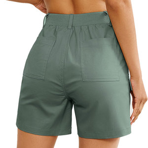 Shorts cargo taille haute pour femmes, 100% coton, respirant, séchage rapide, design élégant et professionnel, randonnée, voyage - Product Image 4