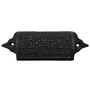 Tiradores de cajón de hierro fundido negro tradicional indio antiguo moderno tiradores de Metal para muebles de almacén al aire libre armario - Product Image 1