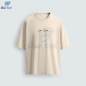 Camiseta de algodón de manga corta con cuello redondo y estampado de letras para hombre, estilo casual, de Blue Tech - Product Image 1