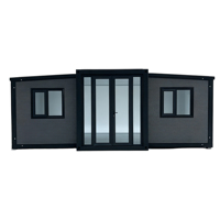 Maison conteneur extensible à double aile de 20 pieds, directement de l'usine, préfabriquée et pliable, avec salle de bain complète, cuisine, école, chambre et salon