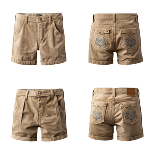 Pantalones Cortos Bávaros de Gamuza Genuina Beige Vintage para Hombre, Pantalones Cortos de Cuero Bordados Tradicionales para Oktoberfest, Venta al Por Mayor OEM - Product Image 3