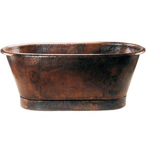 Bañera ovalada de cobre independiente, estilo rústico antiguo, para baño. - Product Image 2