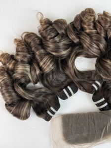 Extensiones de Cabello Humano 100% Vietnamita, Ondulado de 24 Pulgadas, Color Morado Degradado y Negro Natural, Liso Extremo - Product Image 4