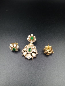 Colgante de flor chapado en oro, pendientes de cristal con piedra verde, joyería de boda, estilo clásico, conjunto de colgantes de plata, conjuntos de colgantes para mujer - Product Image 4