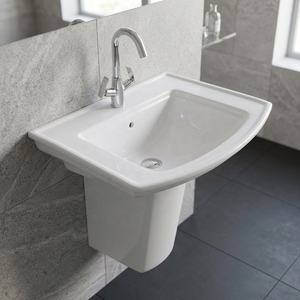 ชุดอ่างล้างหน้าเซรามิกแบบครึ่งขาตั้ง Vistaar สไตล์ยุโรป แบบแขวนผนัง - Product Image 3