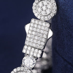 Pulsera de Lujo de Plata 925 con Diamantes, Corte Brillante Redondo, Engaste Pavé, Cadena de Eslabones, Joyería de Boda Unisex, Bañada en Rodio - Product Image 3