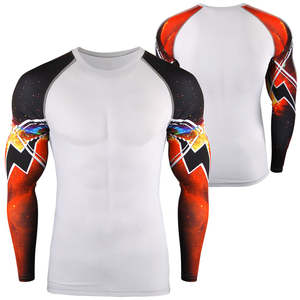 Camiseta Deportiva de Manga Corta para Hombre, Transpirable, de Secado Rápido, con Protección UV, para Yoga, Gimnasio, Running, MMA, en Malla, Compresión, Spandex/Poliéster - Product Image 1