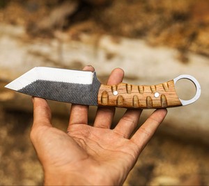 OEM Bushcraft Rasp Steel Fixed Blade Tanto Knife Ashwood Pancake Leather Sheath EDC Hunting Camping Fixed Blade Knife - Product Image 4