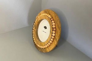 Handmade Natural Wood Round Photo <b>Frame</b> With Beaded Design Rustic Tabletop Decor - Product Image 3