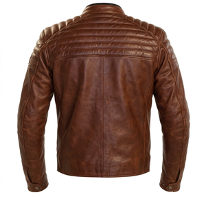 Chaqueta de Motociclista de Cuero Genuino Premium para Mujer, Estilo Café Racer, Marrón Desgastado, Ajuste Delgado, Piel de Oveja Suave, Resistente al Viento - Product Image 5