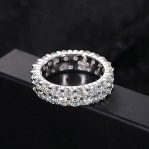 18k Silver Lab Grown Diamond <b>Skull</b> <b>Ring</b> Iced Out Cuban Link Chain Hip Hop Unisex Luxury Punk Gothic Filled Diamonds - Product Image 3