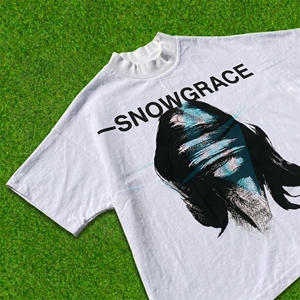 T-shirt court surdimensionné pour homme Snowgrace, manches courtes, col rond, jersey en coton, style streetwear, impression photo, logo sur le devant - Product Image 3