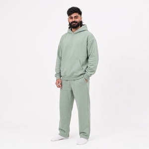 Chándal con Capucha para Hombre, Color Verde Oliva, Manga Larga, Color Sólido, Algodón, Ropa Casual, Bolsillos Laterales, Corte Regular, Estilo Otoñal - Product Image 1