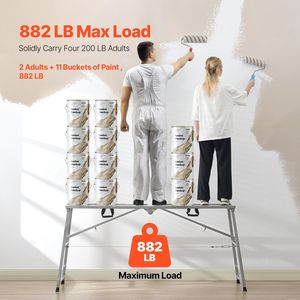 Piattaforma di Lavoro Regolabile a 4 Livelli, Portatile, Capacità di Carico 400 kg, Scala Pieghevole in Acciaio per Ponteggi - Product Image 3