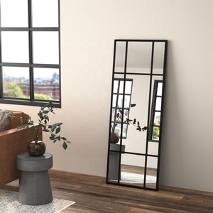 SWT surdimensionné <span class=keywords><strong>noir</strong></span> corps complet dressing fenêtre volet miroir Art déco pour <span class=keywords><strong>salle</strong></span> <span class=keywords><strong>de</strong></span> <span class=keywords><strong>bain</strong></span> support miroir ovale arc maison mur décoratif - Product Image 2