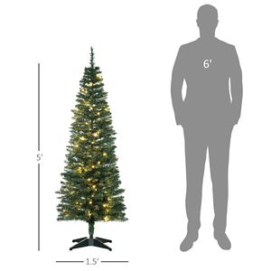 Albero di Natale Artificiale Noble Fir Sottile Pre-Illuminato da 1,5 m con 110 Luci LED Bianco Caldo e 294 Punte Realistiche - Product Image 3