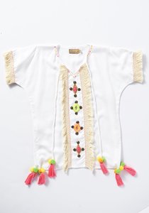 Túnica tipo caftán para mujer, túnica corta con bordado y cuentas, estilo clásico, para vacaciones, Verano - Product Image 4